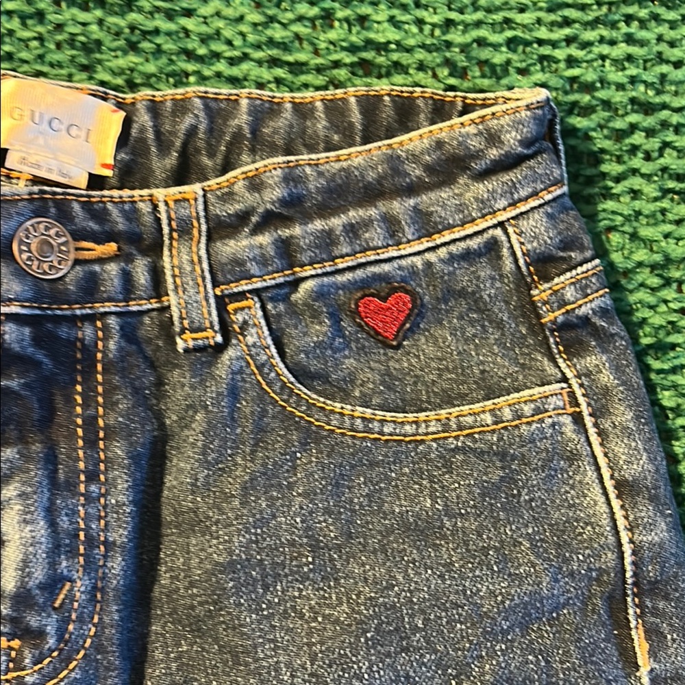 Gucci Blue Jeans with Red Heart Accent - Picture 4 of 16